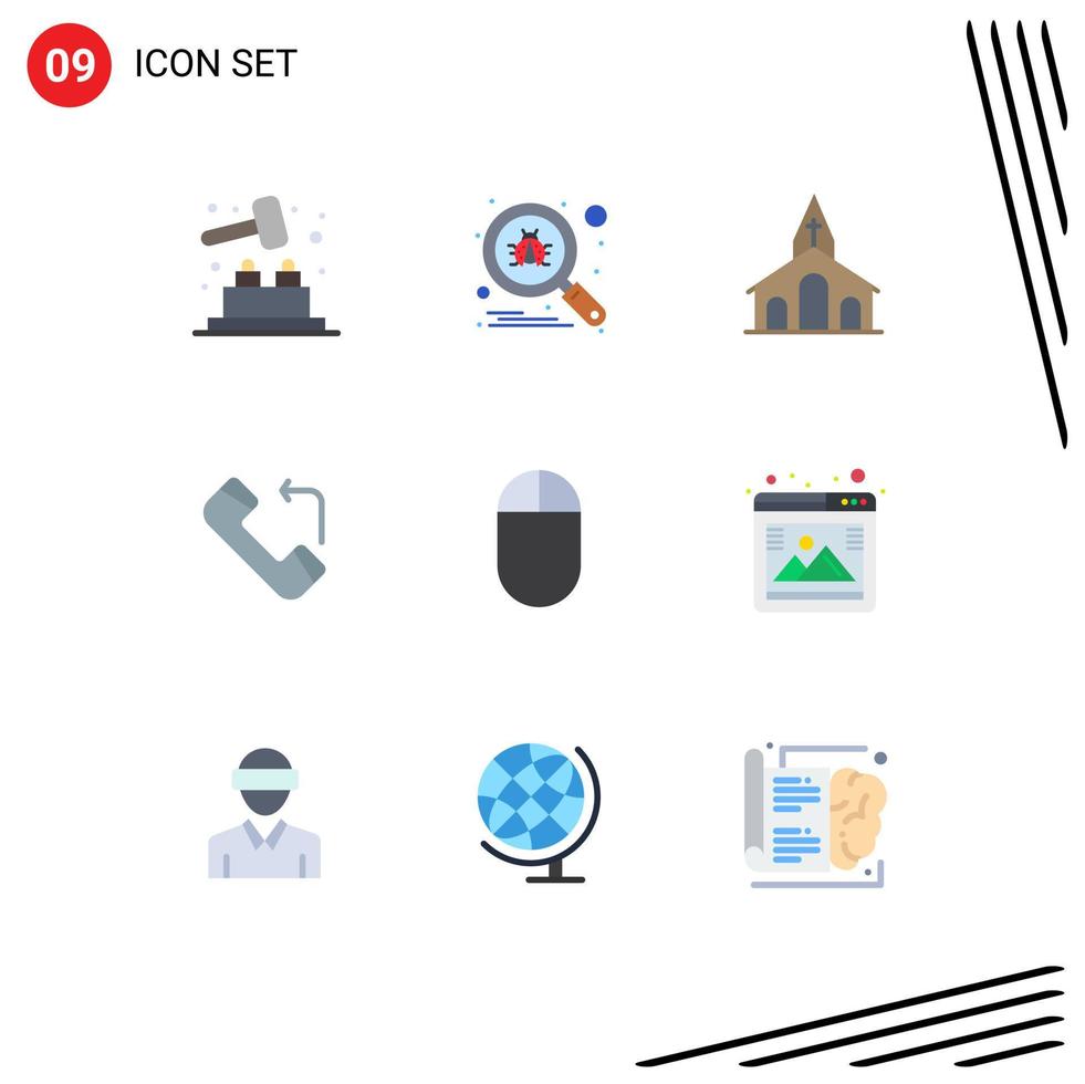 Modern Set of 9 Flat Colors and symbols such as gallery hardware celebration incoming answer Editable Vector Design Elements