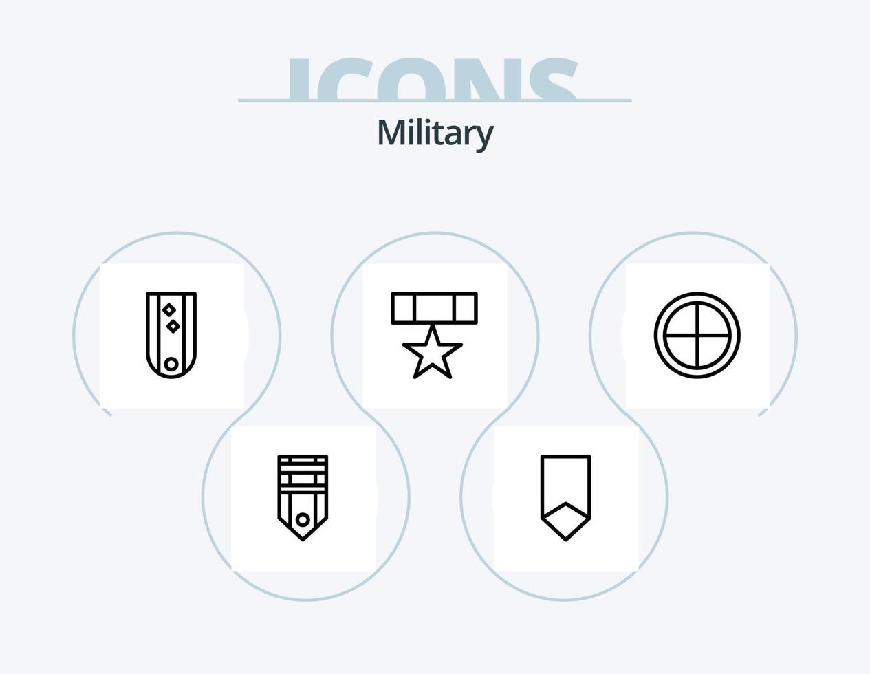 paquete de iconos de línea militar 5 diseño de iconos. estrella. militar. nuclear. rango. militar vector