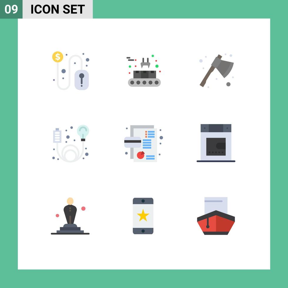 Universal Icon Symbols Group of 9 Modern Flat Colors of card energy ax element adapter Editable Vector Design Elements