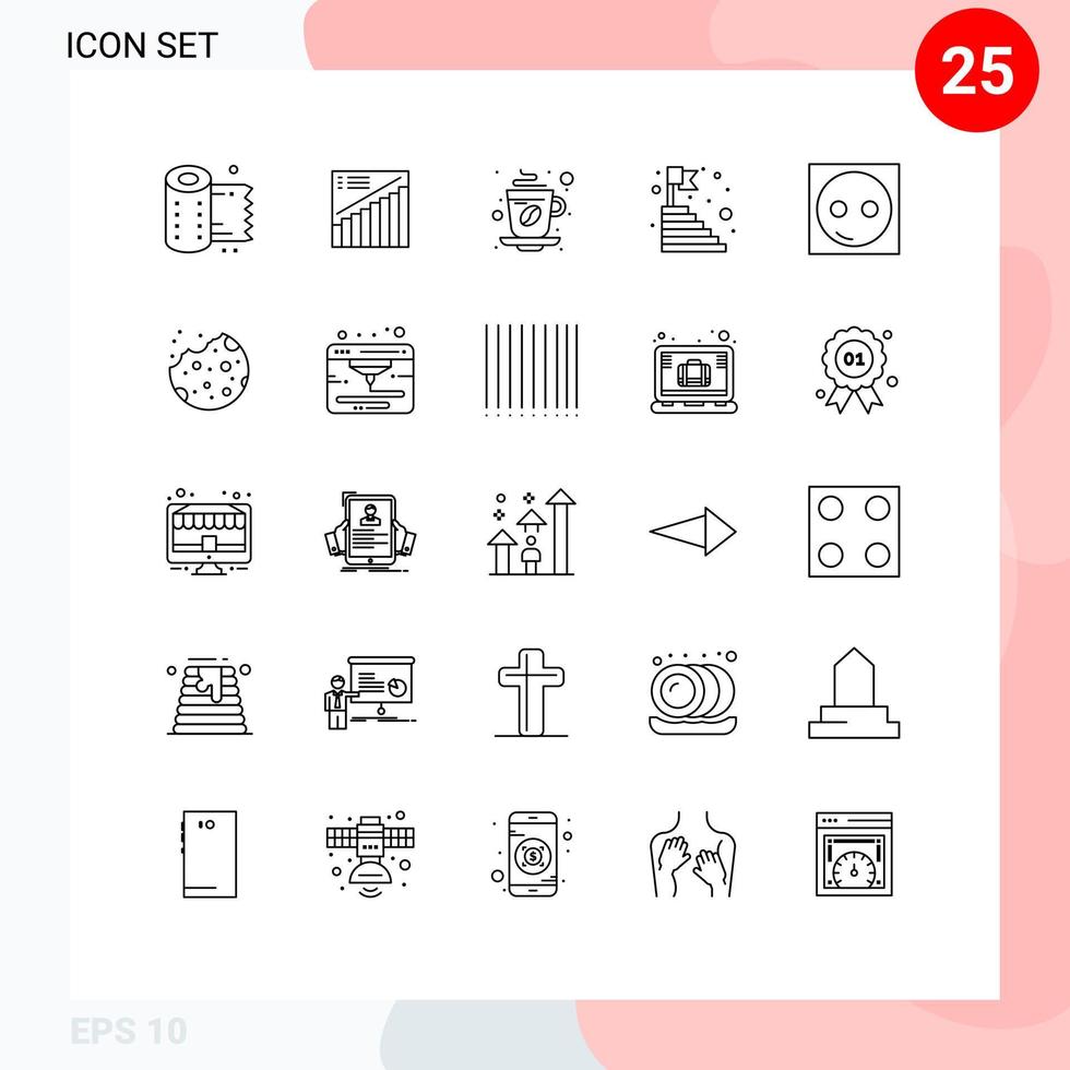 Line Pack of 25 Universal Symbols of steps top sales age coffee Editable Vector Design Elements