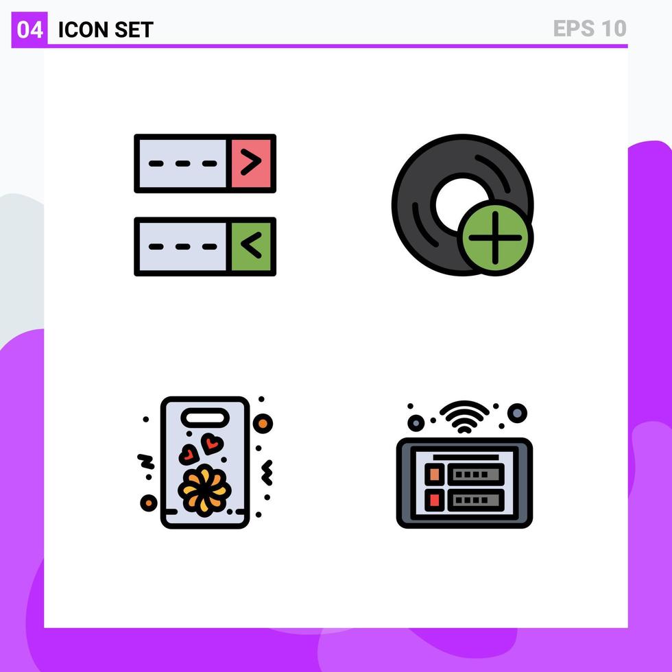 paquete de iconos de vector de stock de 4 signos y símbolos de línea para regalo de inicio de sesión agregar disco presente elementos de diseño de vector editables