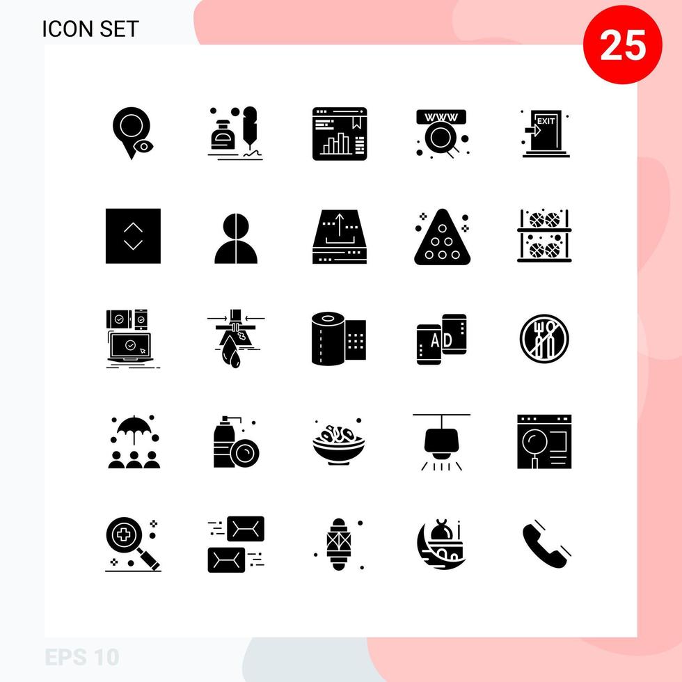 Universal Icon Symbols Group of 25 Modern Solid Glyphs of emergency shop office online web stats Editable Vector Design Elements
