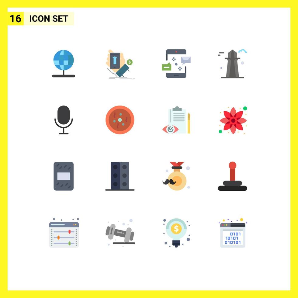 Pictogram Set of 16 Simple Flat Colors of building co tower currency canada marketing Editable Pack of Creative Vector Design Elements