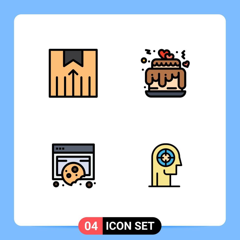 Universal Icon Symbols Group of 4 Modern Filledline Flat Colors of delivery cookies transport love policy Editable Vector Design Elements