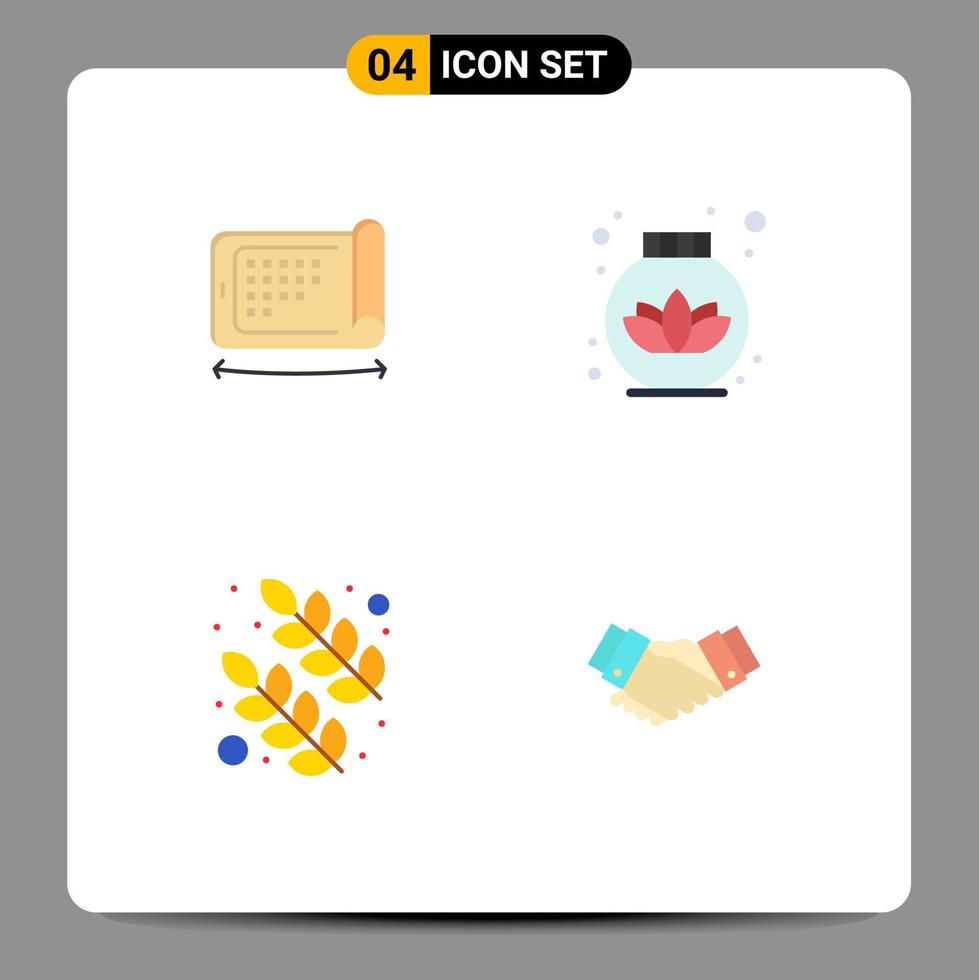 Set of 4 Vector Flat Icons on Grid for mobile nature felexibel care deal Editable Vector Design Elements