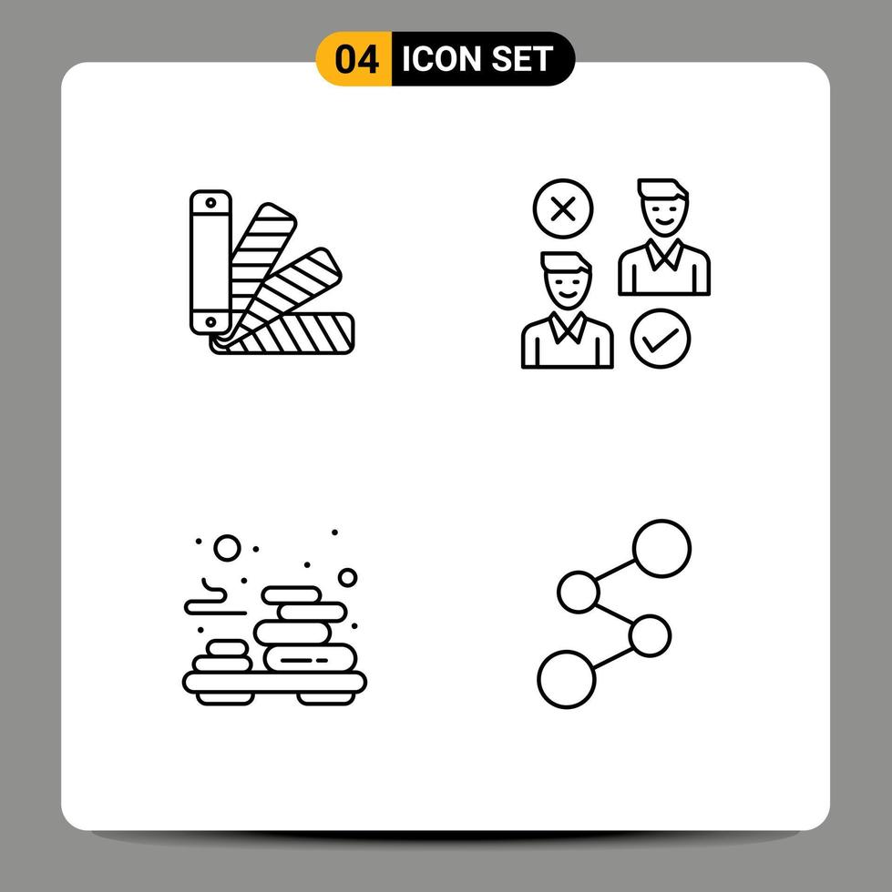 4 Creative Icons Modern Signs and Symbols of color relax swatch job stone Editable Vector Design Elements
