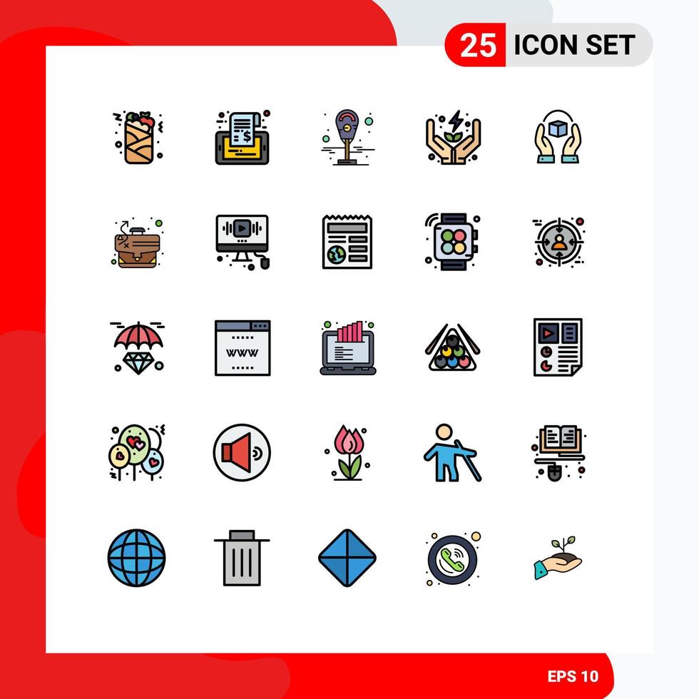 Set of 25 Modern UI Icons Symbols Signs for caring care tag power electricity Editable Vector Design Elements