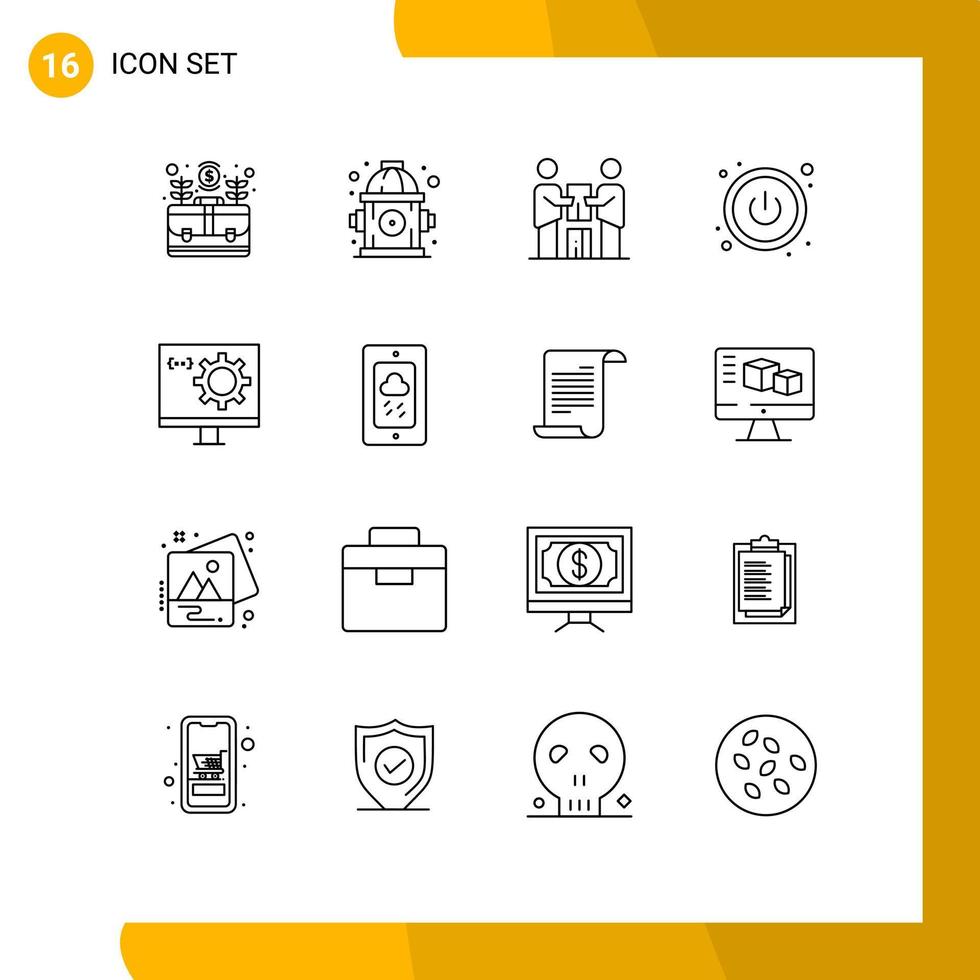 Universal Icon Symbols Group of 16 Modern Outlines of develop coding business switch team Editable Vector Design Elements