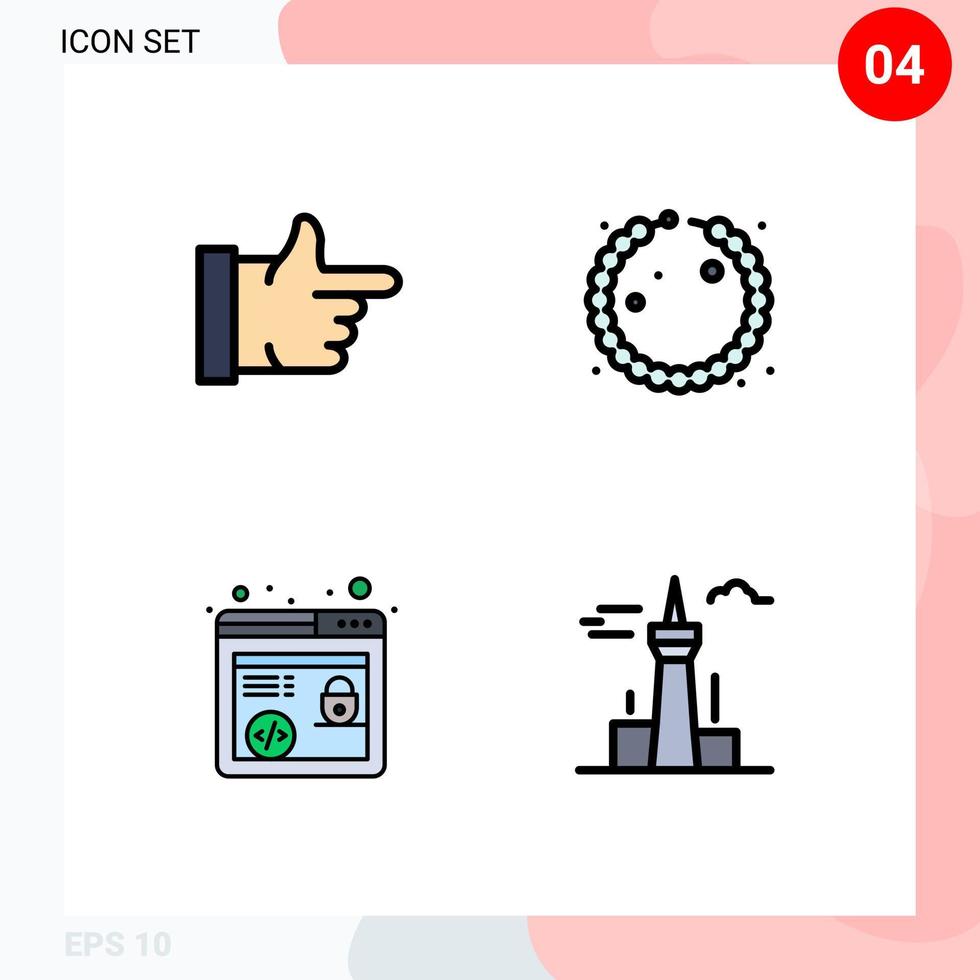 4 User Interface Filledline Flat Color Pack of modern Signs and Symbols of like architecture and city bracelet http canada Editable Vector Design Elements