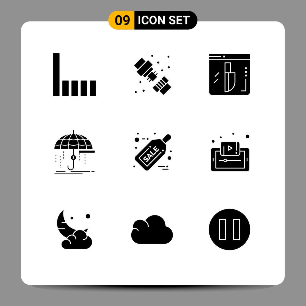 Modern Set of 9 Solid Glyphs and symbols such as christmas protection investigation money financial Editable Vector Design Elements