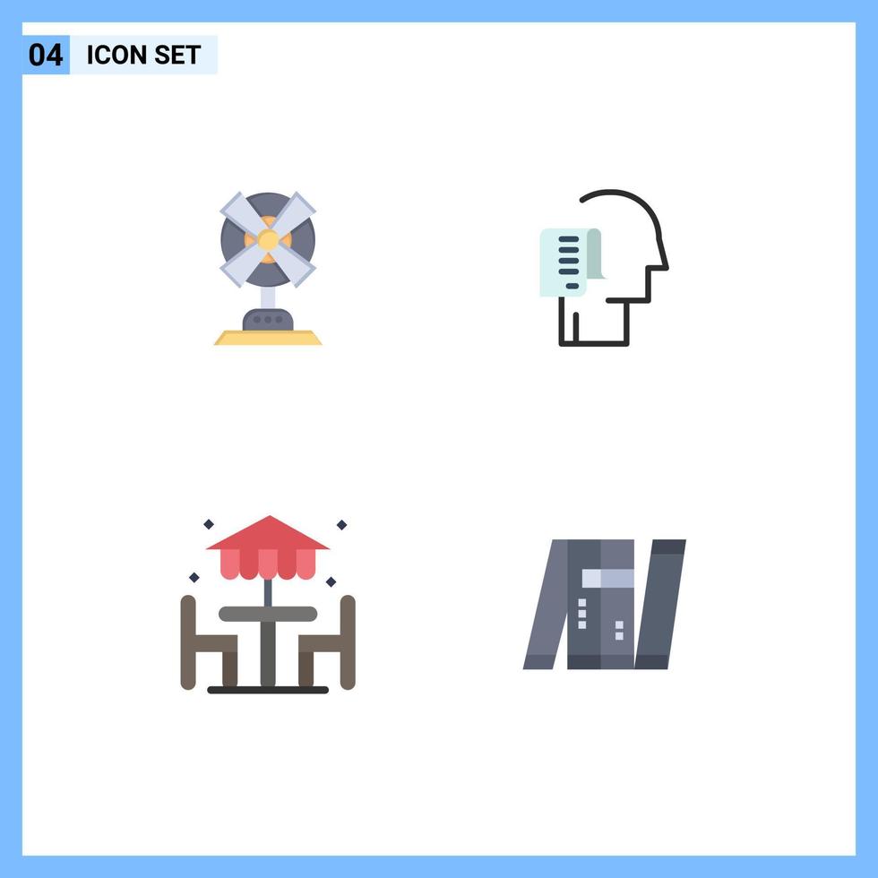 User Interface Pack of 4 Basic Flat Icons of electric beach machine person dinner Editable Vector Design Elements