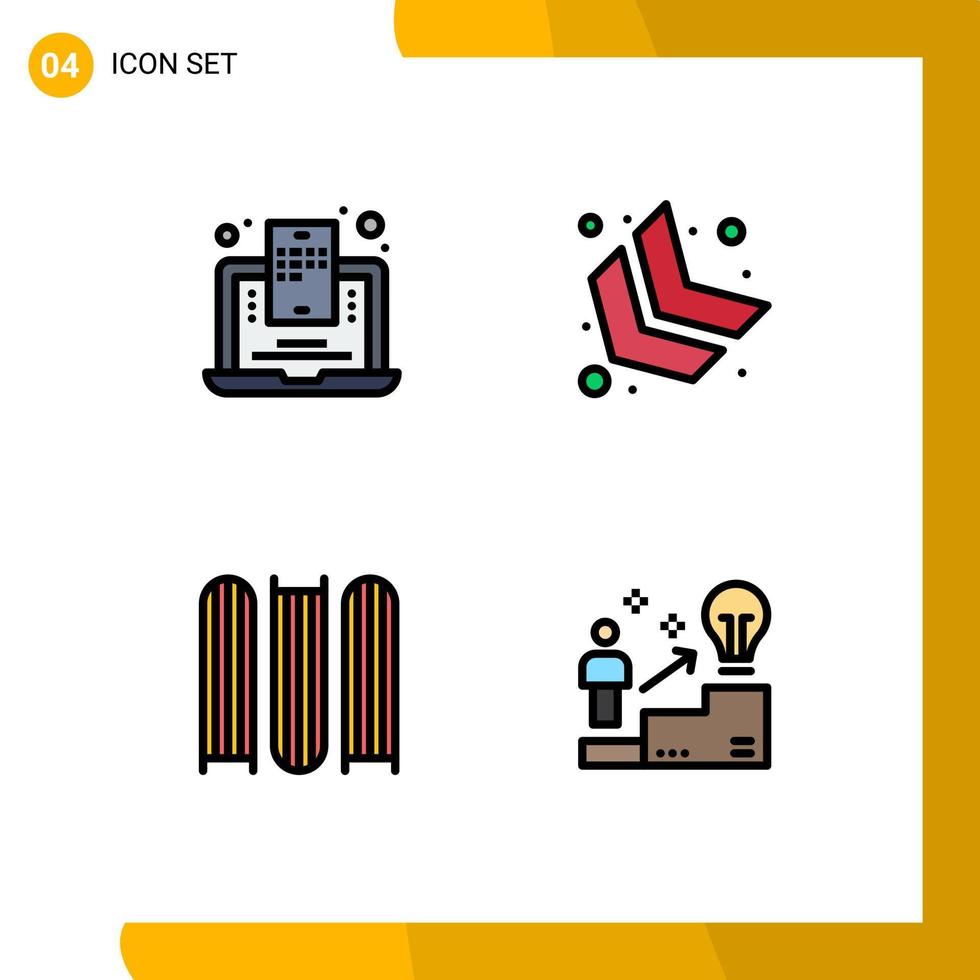 Set of 4 Modern UI Icons Symbols Signs for blog mobile files web blogging down left success Editable Vector Design Elements