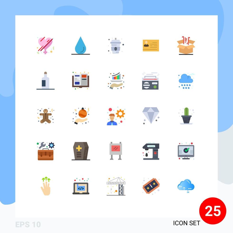 Stock Vector Icon Pack of 25 Line Signs and Symbols for finance box sparkling water id card Editable Vector Design Elements