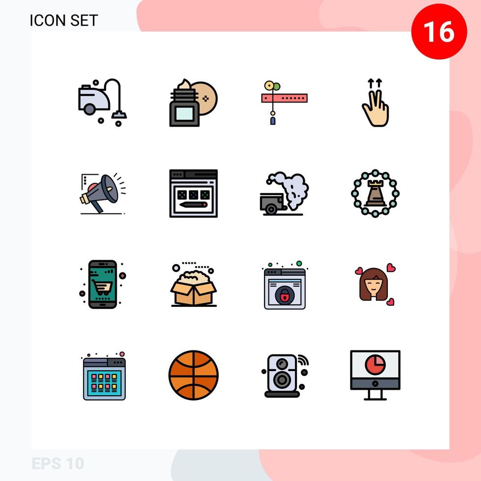 Modern Set of 16 Flat Color Filled Lines and symbols such as atoumation ups skin cleansing gesture flag Editable Creative Vector Design Elements