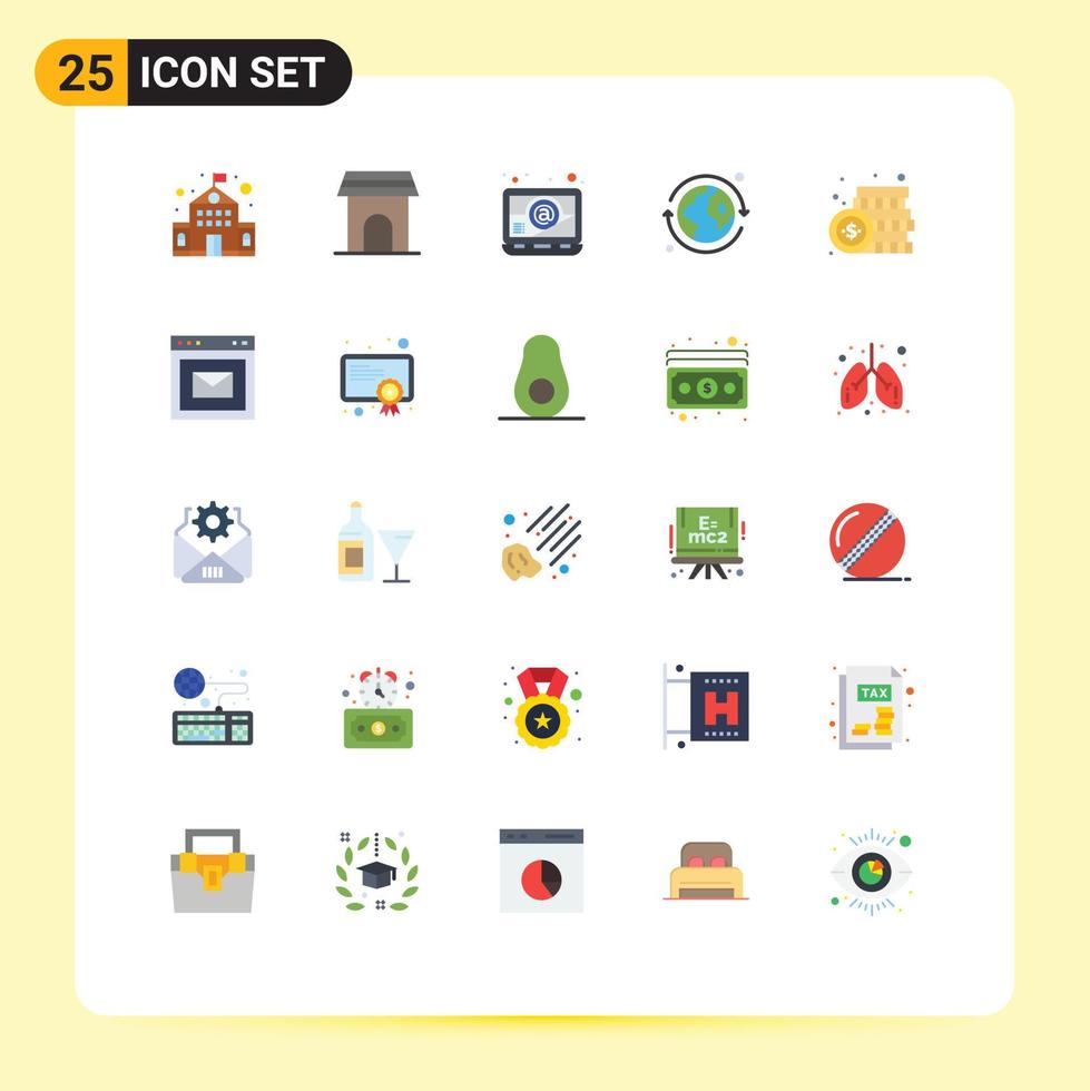 25 Universal Flat Colors Set for Web and Mobile Applications money currency computer coin day Editable Vector Design Elements