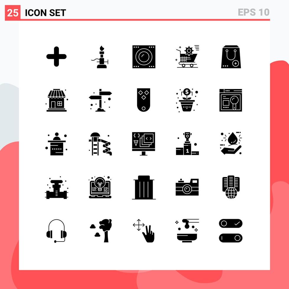 Set of 25 Modern UI Icons Symbols Signs for store setting torch shopping technology Editable Vector Design Elements