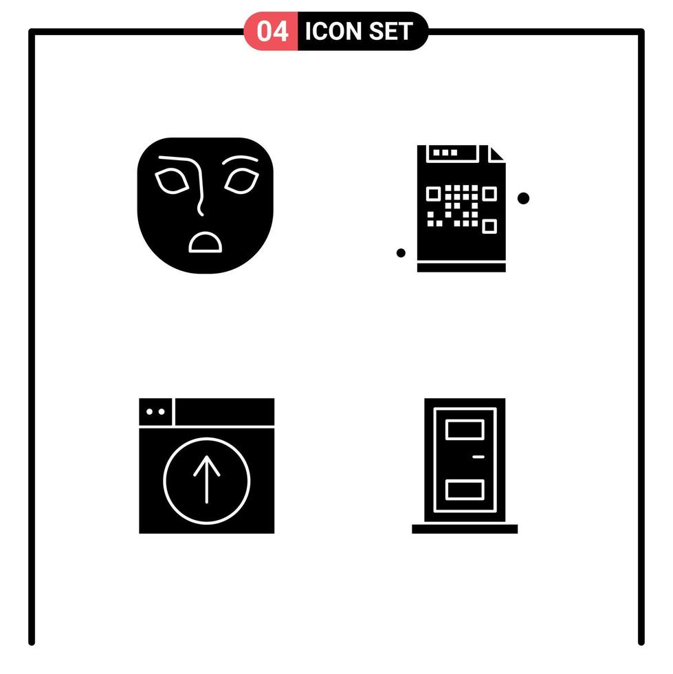 4 Thematic Vector Solid Glyphs and Editable Symbols of angry up code file design Editable Vector Design Elements