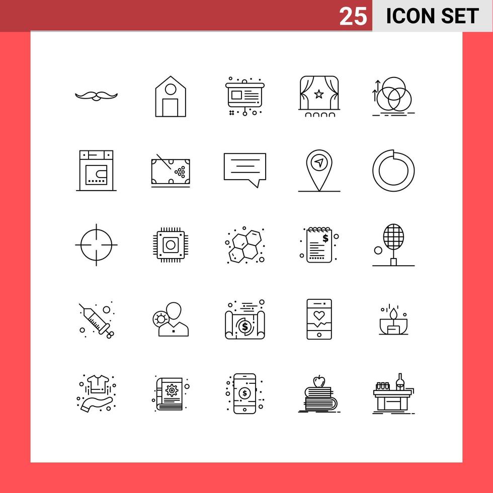 25 Creative Icons Modern Signs and Symbols of balance crowd science cinema presentation Editable Vector Design Elements