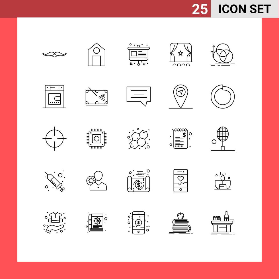 25 iconos creativos signos y símbolos modernos de equilibrio multitud ciencia cine presentación elementos de diseño vectorial editables vector