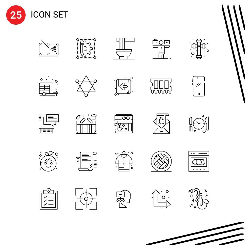 25 Thematic Vector Lines and Editable Symbols of celebration play pen life ramen Editable Vector Design Elements
