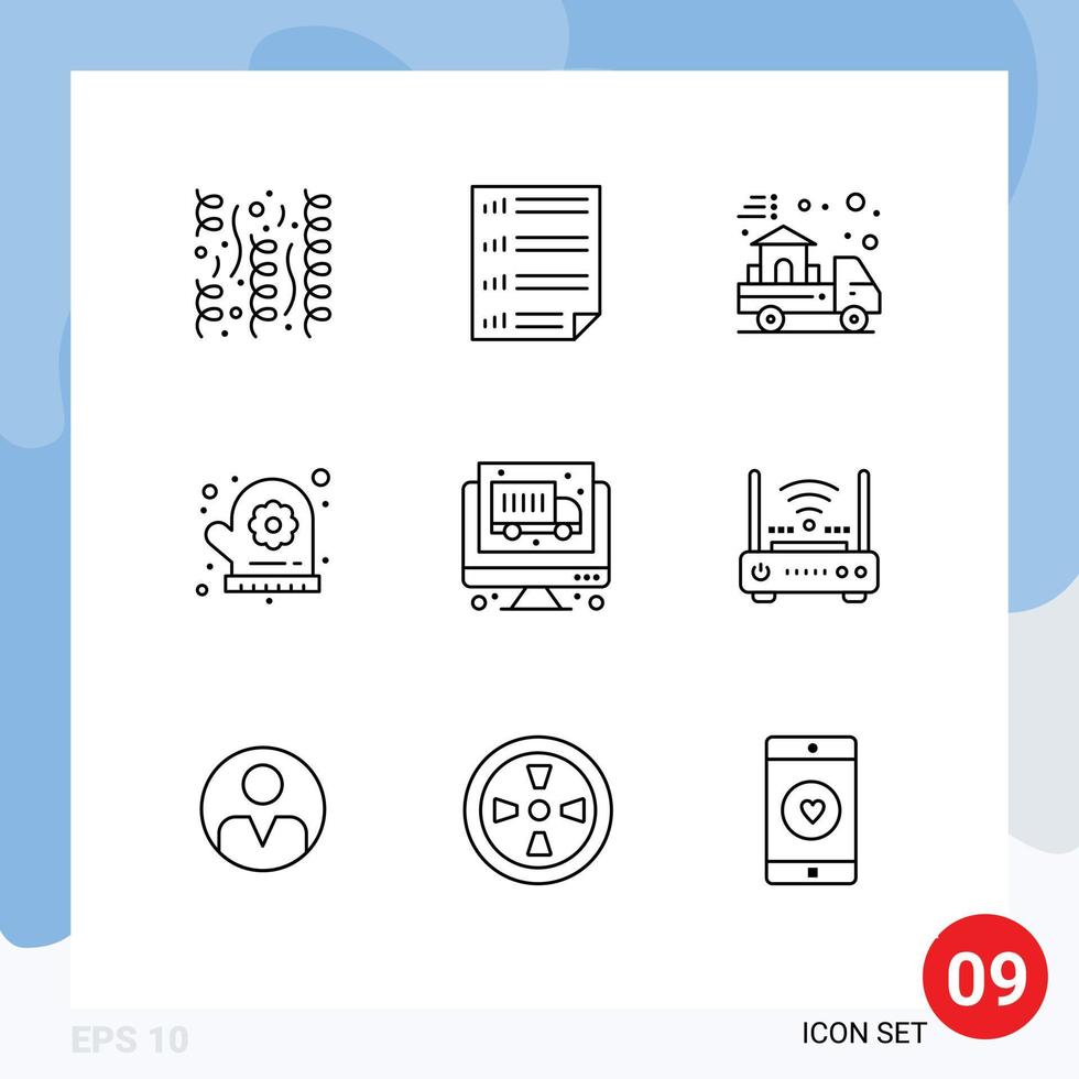 Stock Vector Icon Pack of 9 Line Signs and Symbols for truck sauna page flower real Editable Vector Design Elements