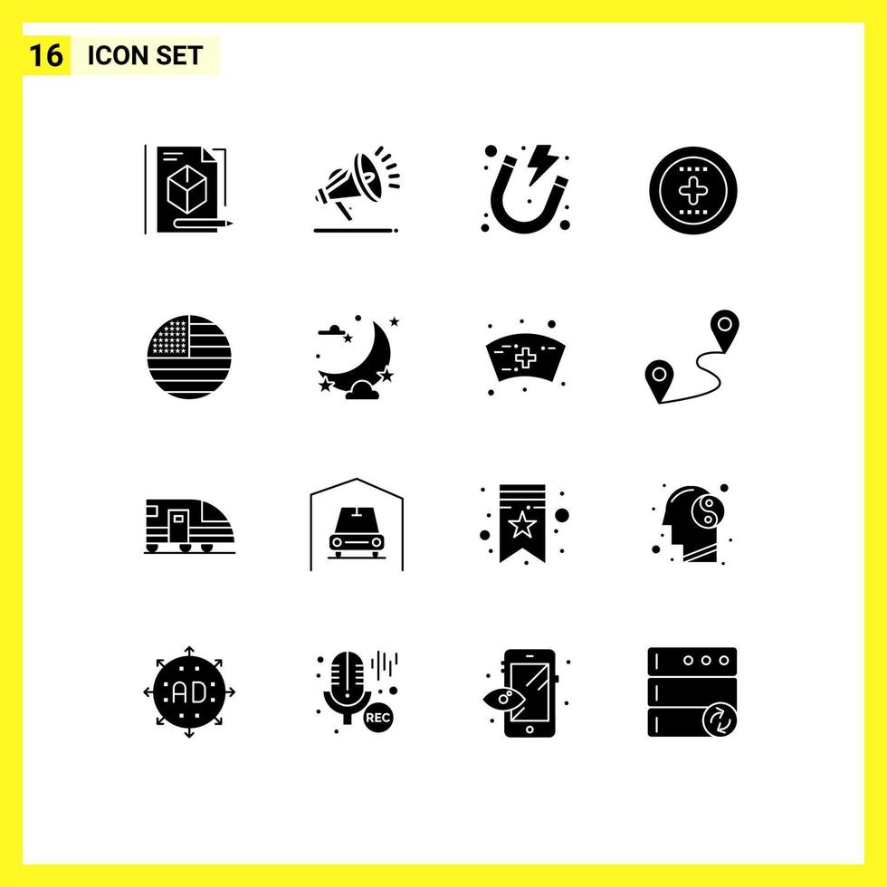 Set of 16 Commercial Solid Glyphs pack for thanksgiving american energy ux media Editable Vector Design Elements