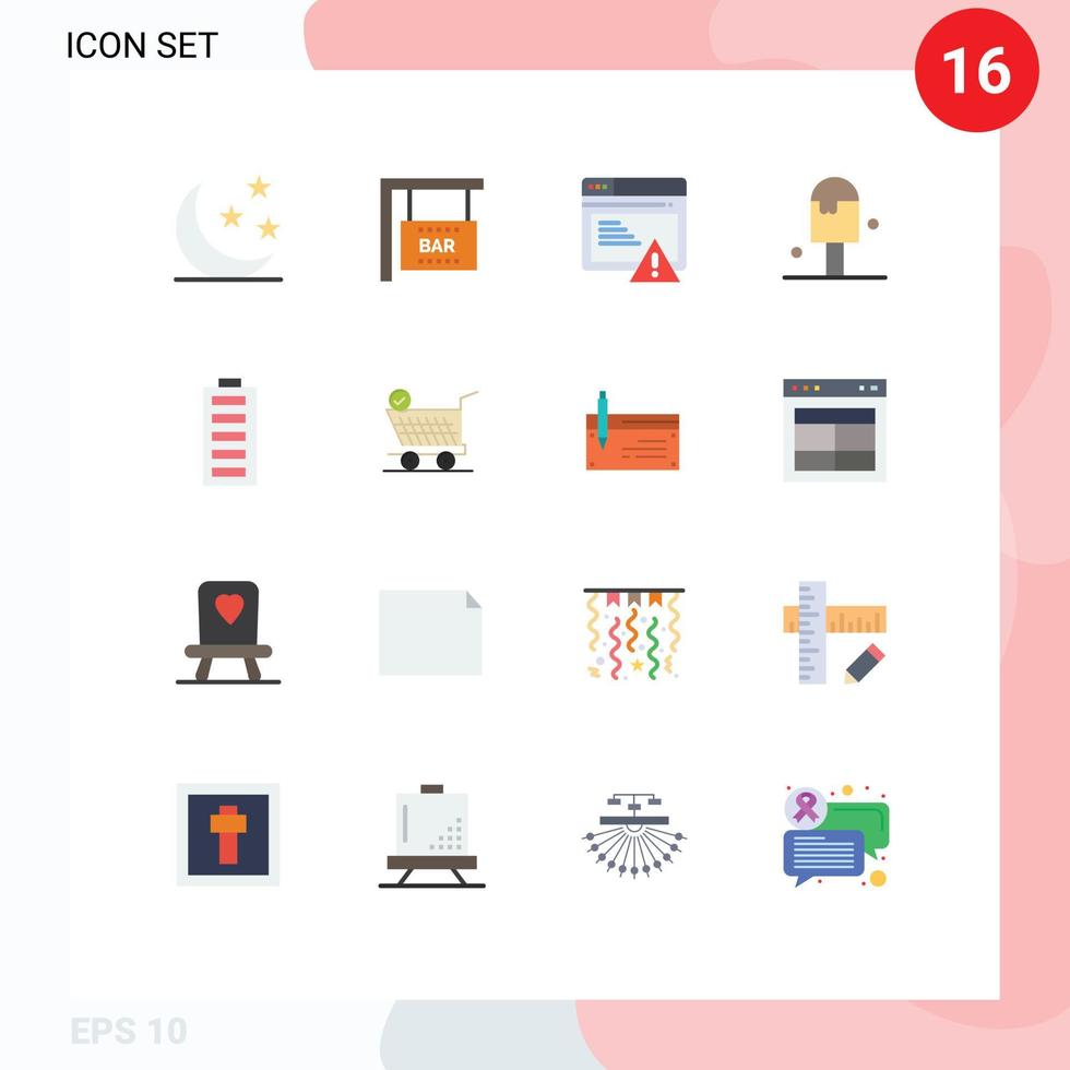 Set of 16 Modern UI Icons Symbols Signs for electricity battery web summer ice Editable Pack of Creative Vector Design Elements