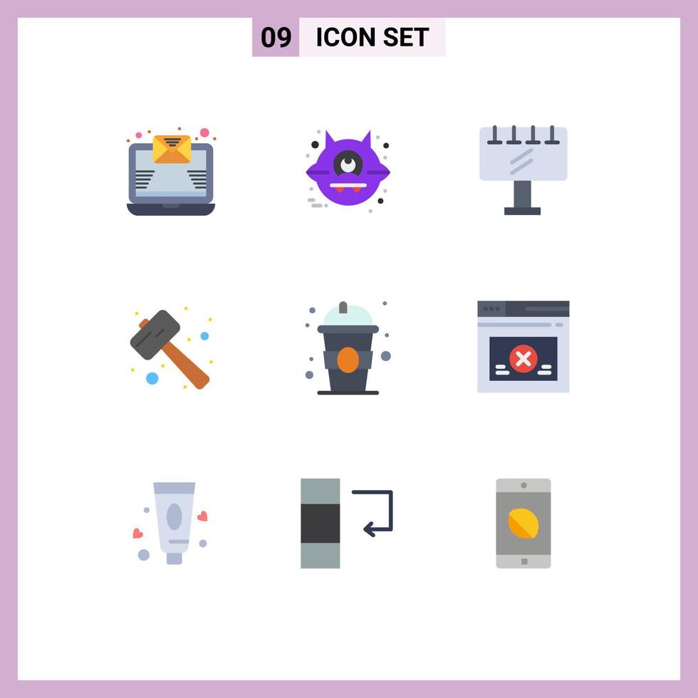 paquete de iconos de vector de stock de 9 signos y símbolos de línea para la educación bebida eslogan reloj kit libra elementos de diseño vectorial editables