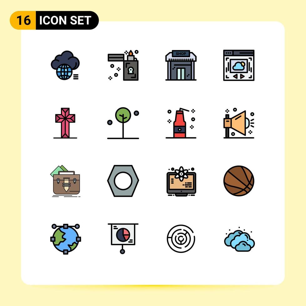 16 Creative Icons Modern Signs and Symbols of celebration website zippo web page market Editable Creative Vector Design Elements