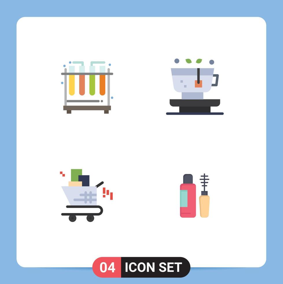 4 iconos creativos signos y símbolos modernos de química seo leaf tea maskara elementos de diseño vectorial editables vector