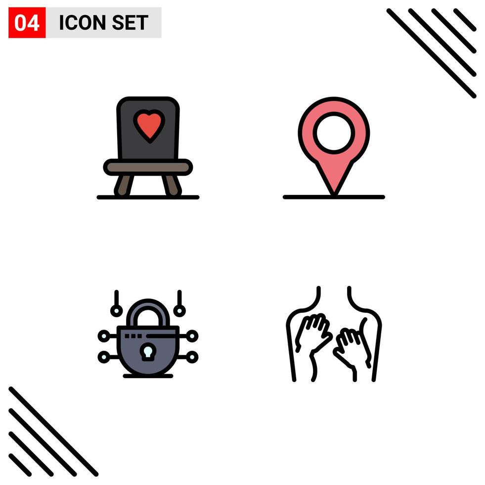 4 Universal Filledline Flat Color Signs Symbols of baby sexy pin network security woman Editable Vector Design Elements