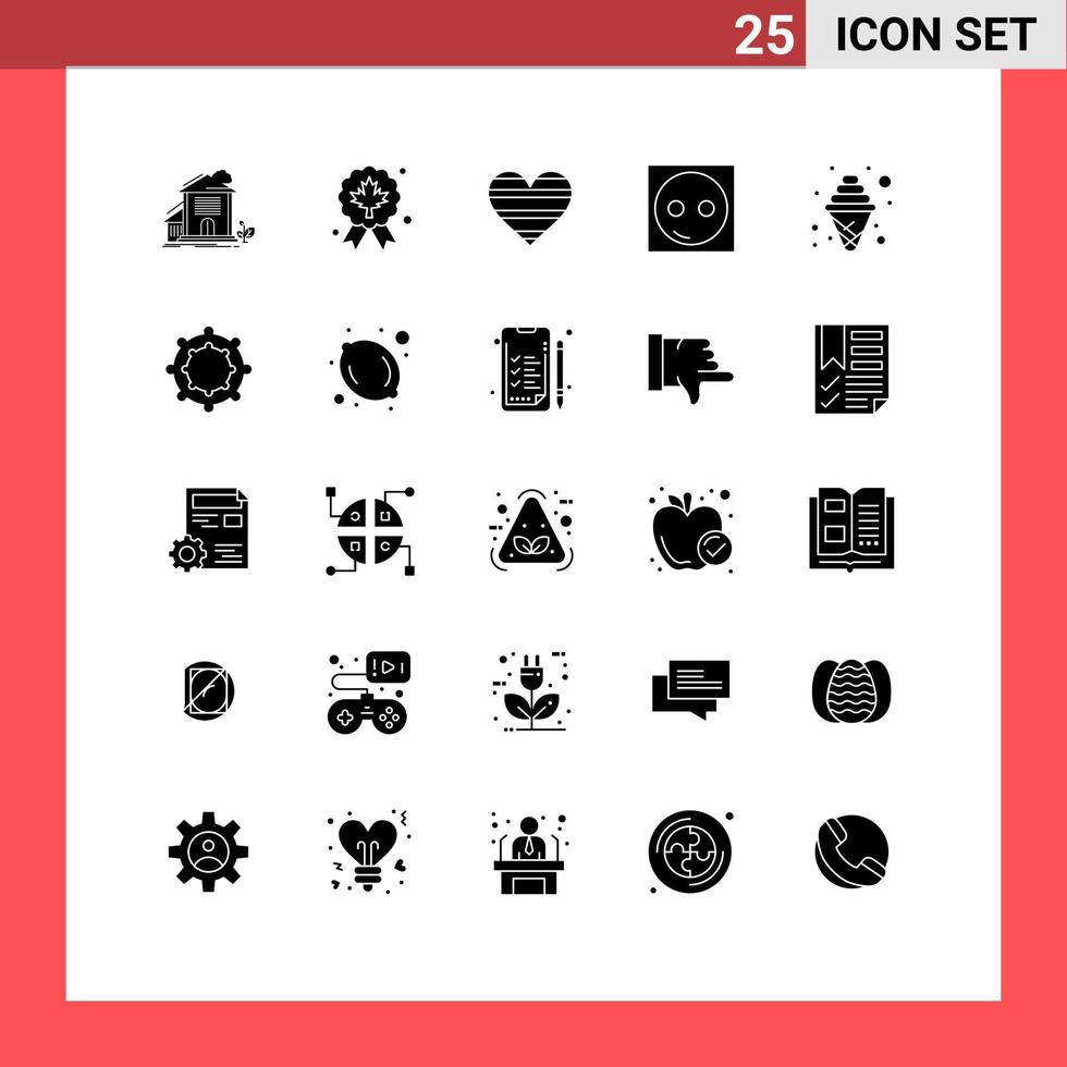 Set of 25 Commercial Solid Glyphs pack for equipment electric quality devices favorite Editable Vector Design Elements