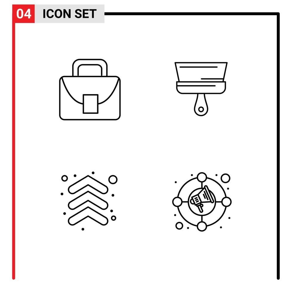 4 Creative Icons Modern Signs and Symbols of bag arrows global paint brush direction Editable Vector Design Elements