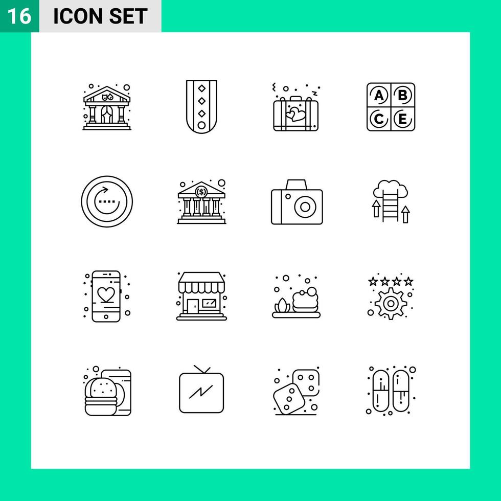 16 Creative Icons Modern Signs and Symbols of browser vitamin striped diet romance Editable Vector Design Elements
