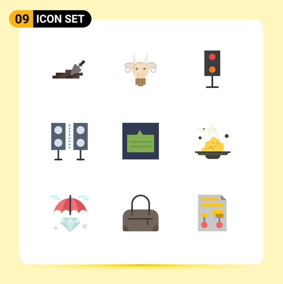 Pictogram Set of 9 Simple Flat Colors of popup layout skull grid speaker Editable Vector Design Elements