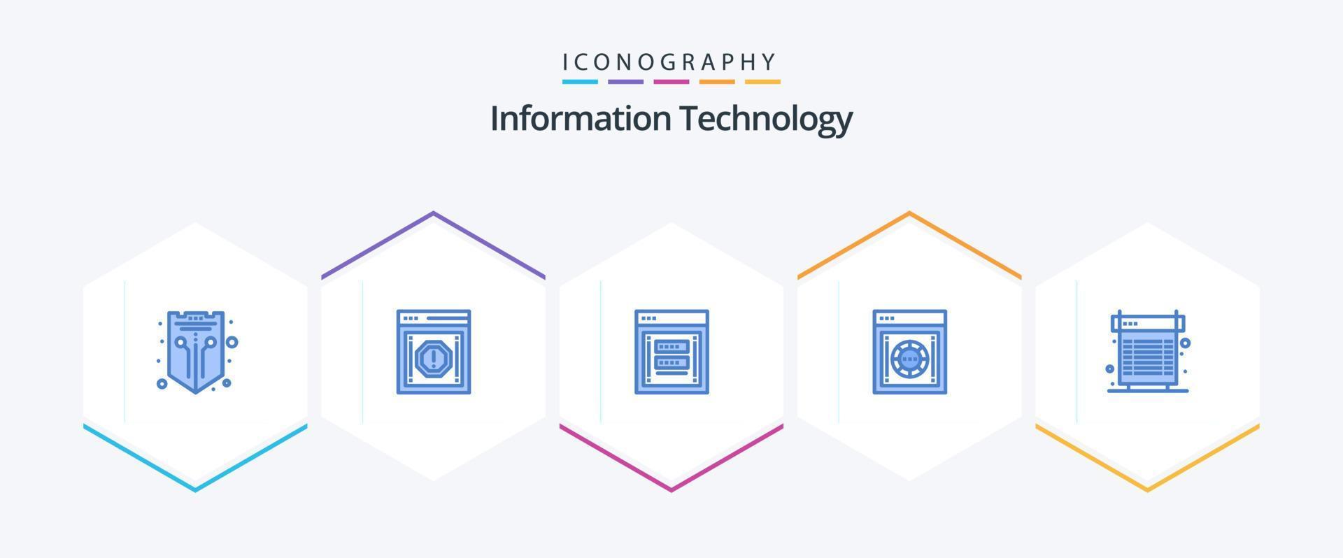 Information Technology 25 Blue icon pack including safe. encryption. notification. phishing. login vector