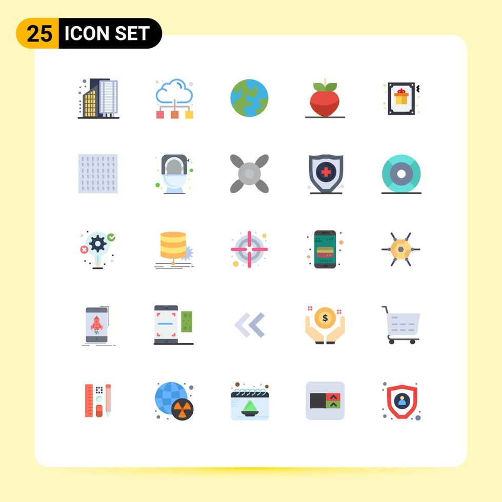User Interface Pack of 25 Basic Flat Colors of decoration card internet vegetable food Editable Vector Design Elements