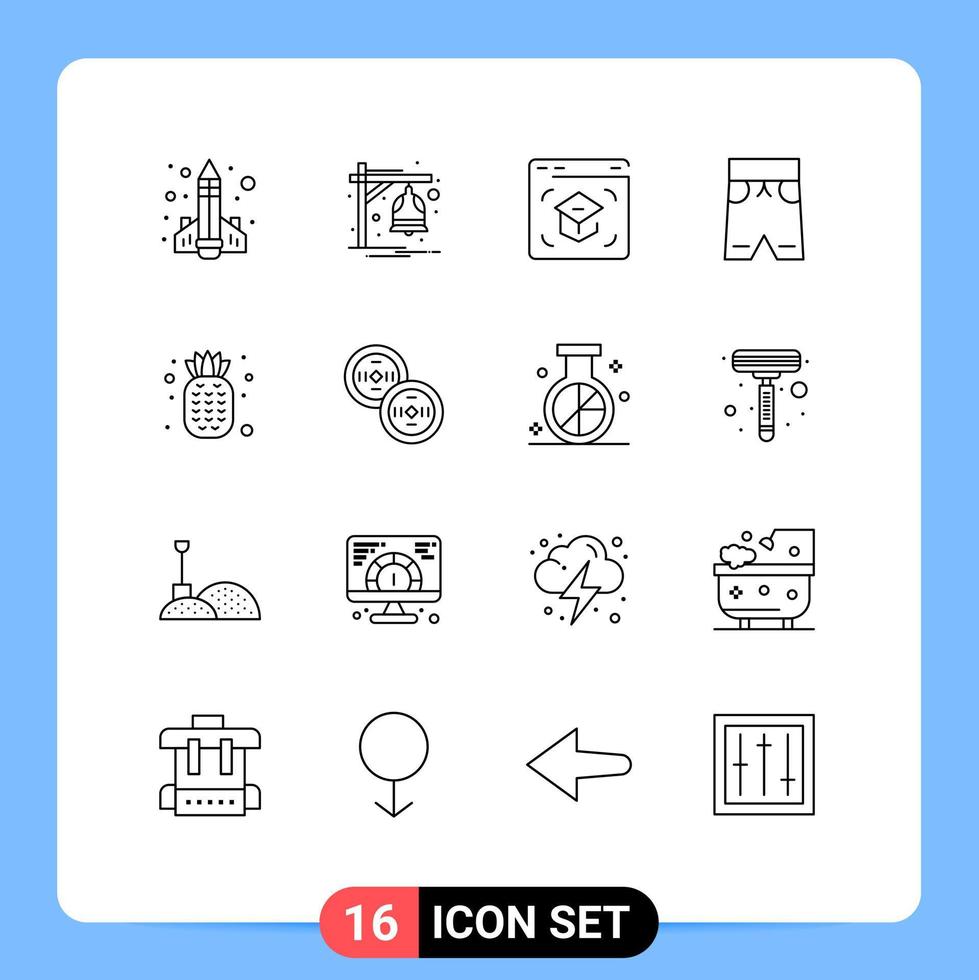 16 Universal Outline Signs Symbols of shorts clothing train beach online Editable Vector Design Elements
