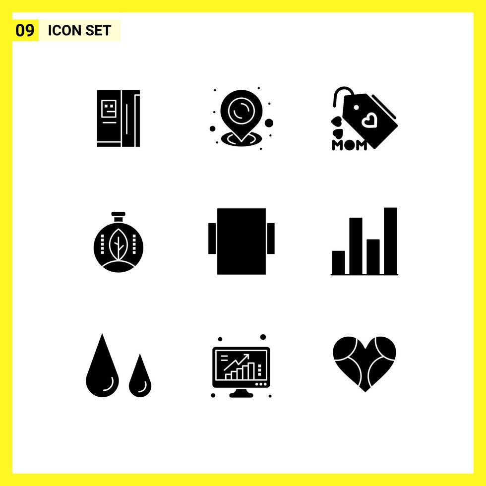 9 Universal Solid Glyph Signs Symbols of analytics layout love power innovation Editable Vector Design Elements