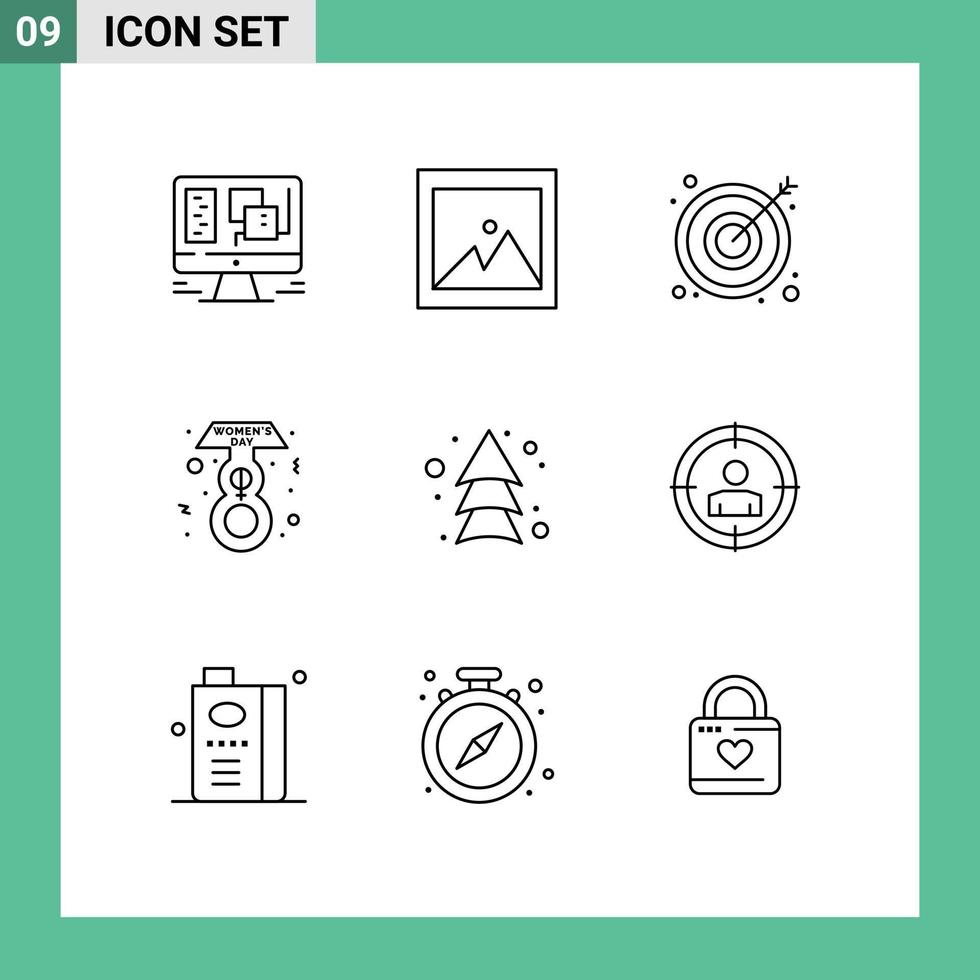 Universal Icon Symbols Group of 9 Modern Outlines of focus up business arrows day Editable Vector Design Elements