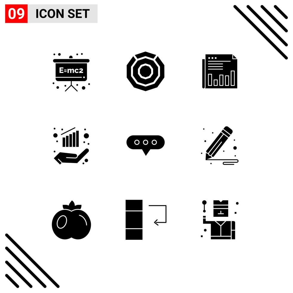 Modern Set of 9 Solid Glyphs Pictograph of finance chart newspaper times news Editable Vector Design Elements