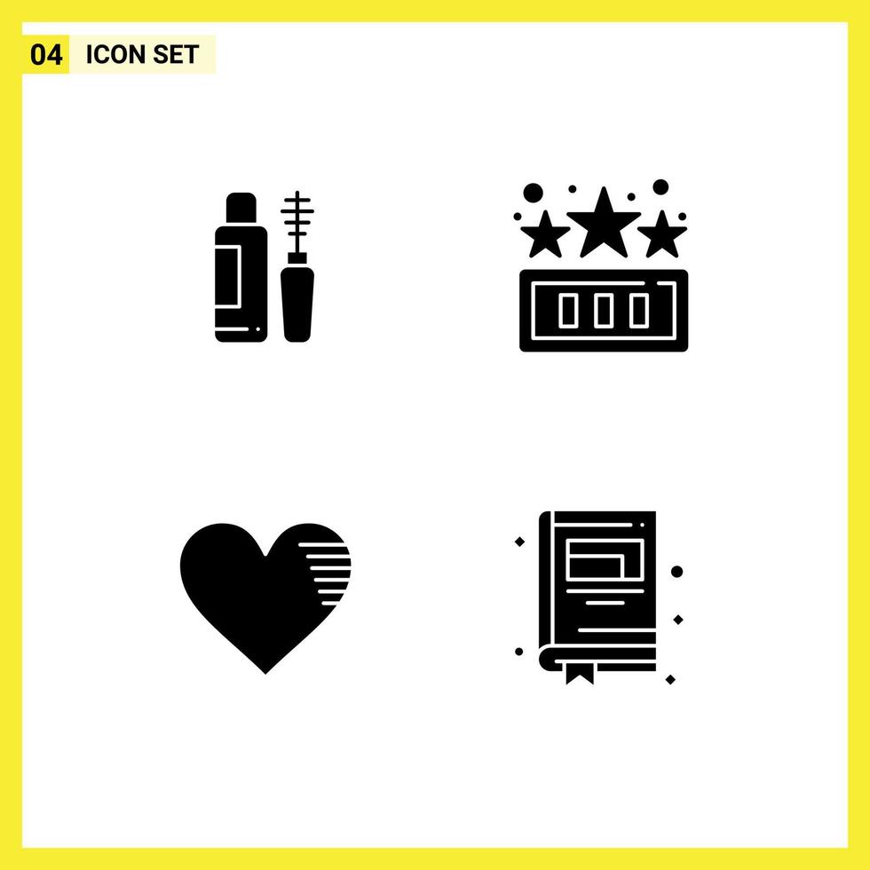 4 Creative Icons Modern Signs and Symbols of maskara love bottle game favorite Editable Vector Design Elements