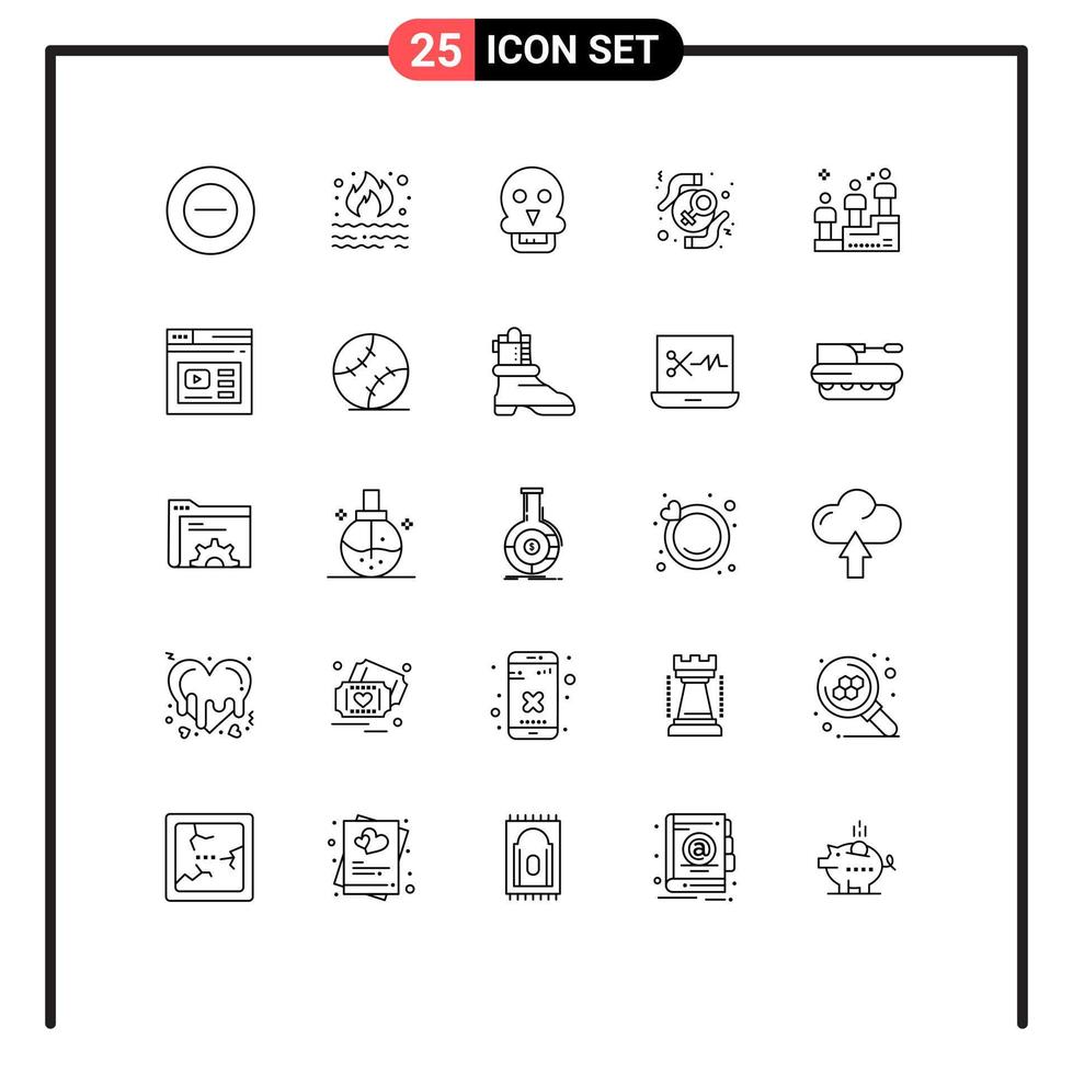 25 líneas vectoriales temáticas y símbolos editables de los derechos de la tabla de clasificación protección del cráneo elementos de diseño vectorial editables feministas vector