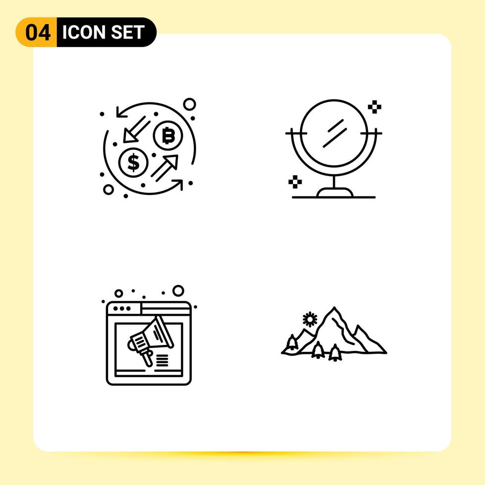 Pictogram Set of 4 Simple Filledline Flat Colors of currency sound transformation clean webpage Editable Vector Design Elements