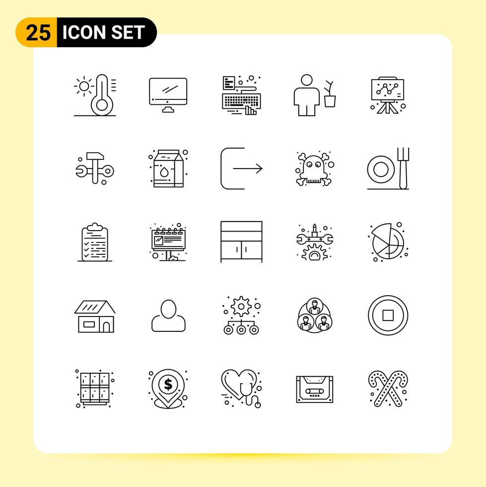 Universal Icon Symbols Group of 25 Modern Lines of board plant hands human avatar Editable Vector Design Elements