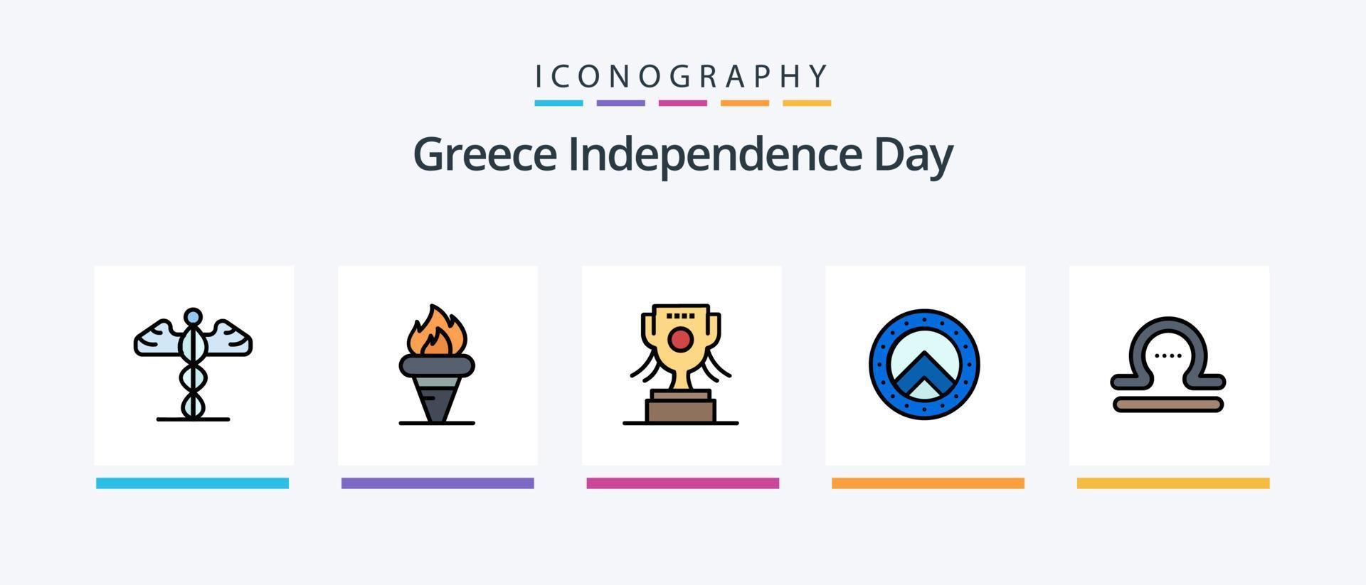 la línea del día de la independencia de grecia llenó un paquete de 5 íconos que incluye emoji. ánfora. espada. Pascua de Resurrección. Navidad. diseño de iconos creativos vector