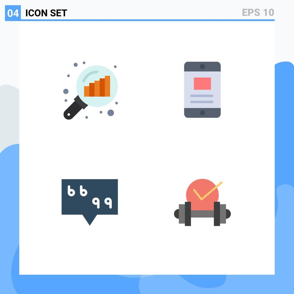 4 iconos planos vectoriales temáticos y símbolos editables de datos que analizan estadísticas de búsqueda de mensajes elementos de diseño vectorial editables con mancuernas en línea vector