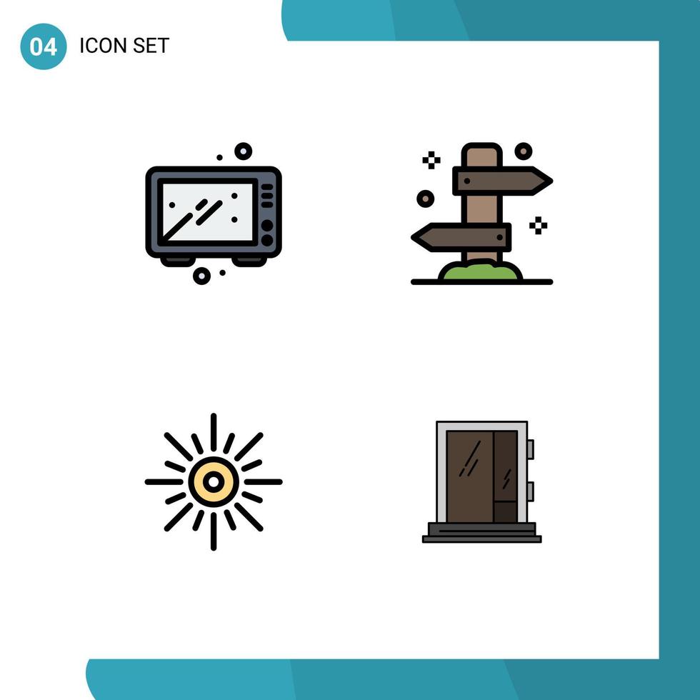 conjunto de 4 iconos de interfaz de usuario modernos símbolos signos para hornear vacaciones cocina vacaciones luz elementos de diseño vectorial editables vector