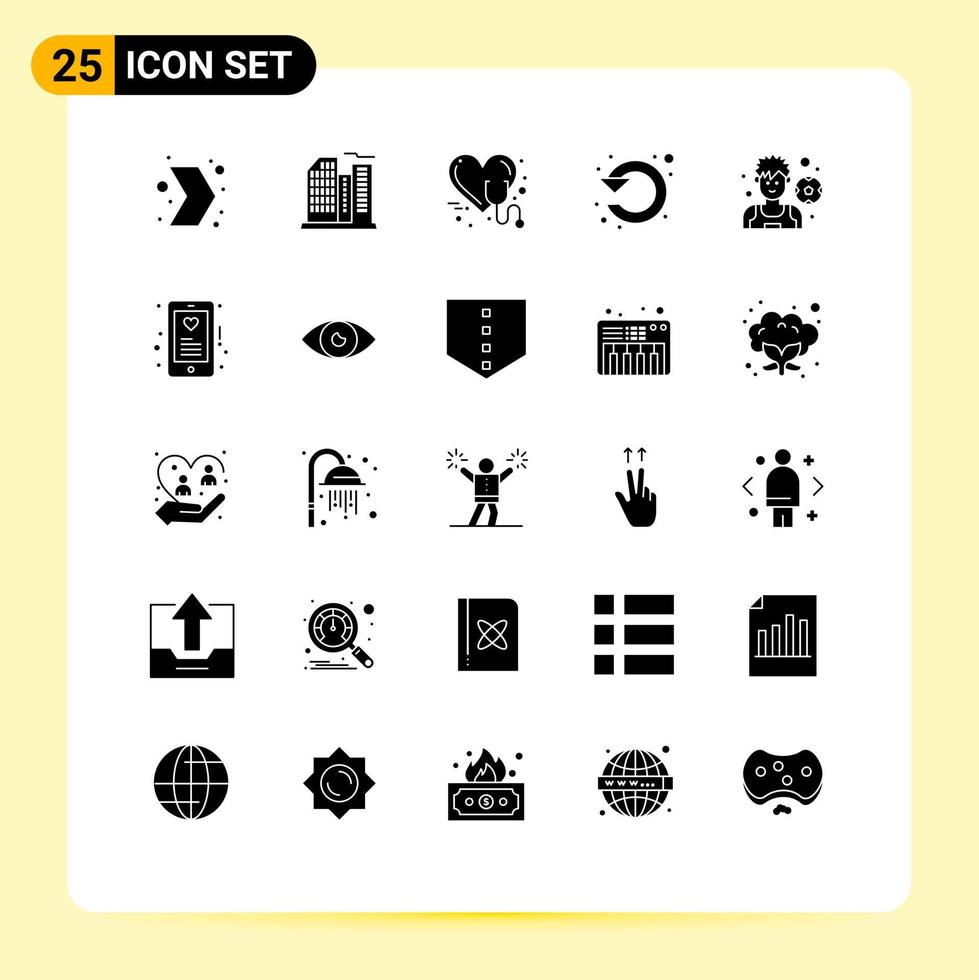 25 Creative Icons Modern Signs and Symbols of up left care refresh heart Editable Vector Design Elements