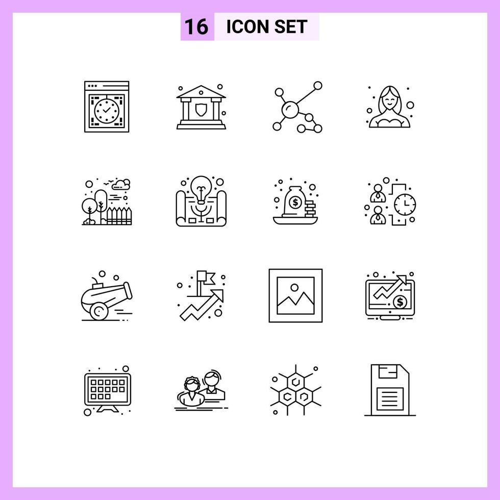 16 Outline concept for Websites Mobile and Apps profile dancer shield avatar dna Editable Vector Design Elements